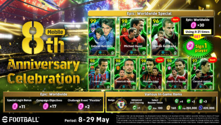 KONAMI, eFootball Mobile’ın 8. Yıl Dönümünü Özel Oyun İçi Bir Kampanyayla Kutluyor