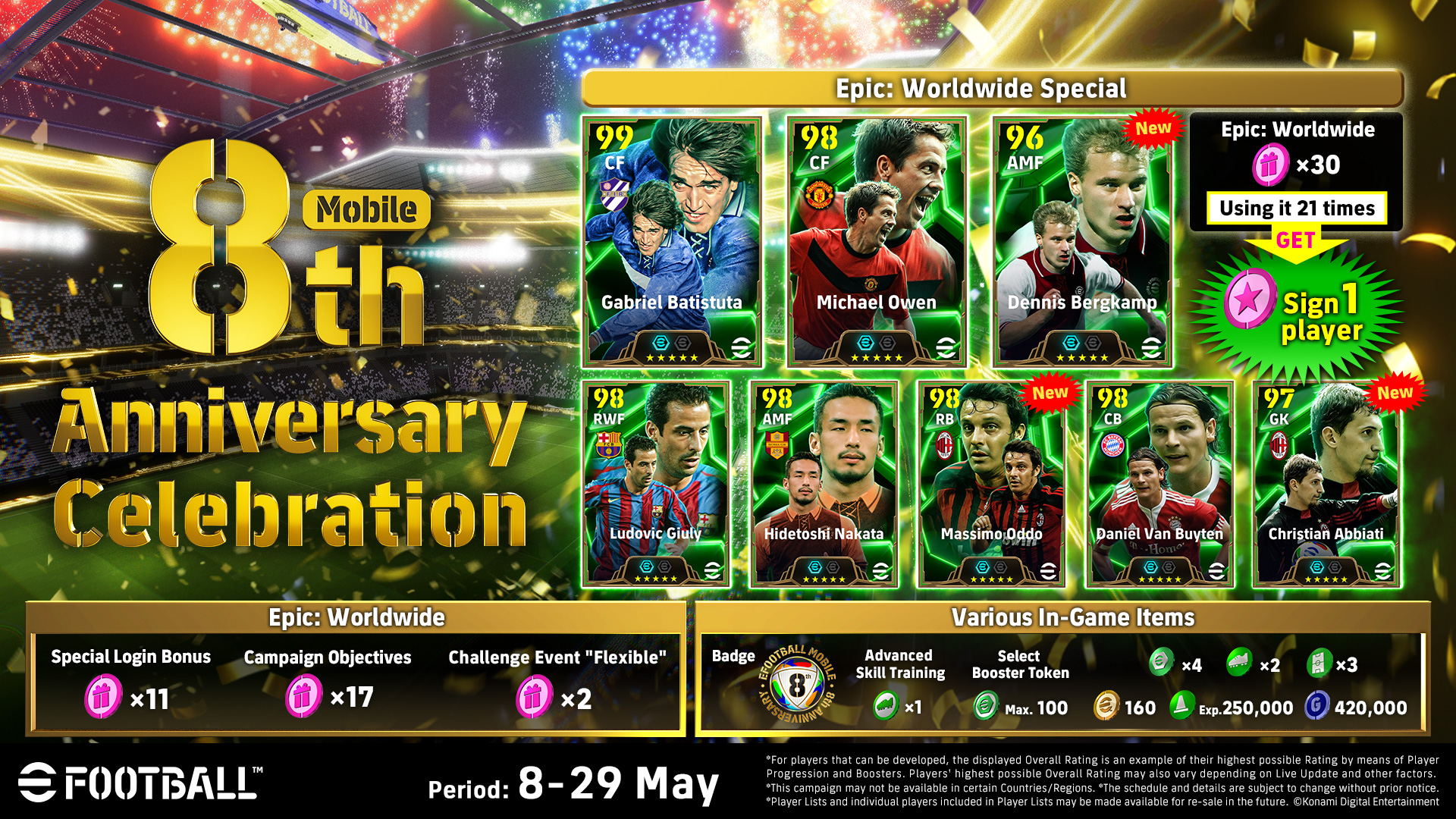 KONAMI, eFootball Mobile’ın 8. Yıl Dönümünü Özel Oyun İçi Bir Kampanyayla Kutluyor